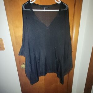 WHBM Black Lace Trim Poncho